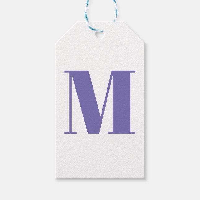Monogramm anfänglicher periwinkle weiß anpassen geschenkanhänger (Vorderseite)