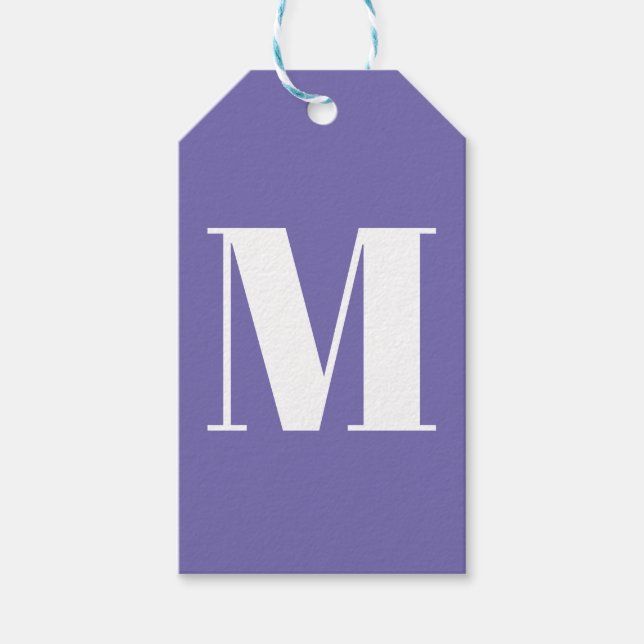 Monogramm anfänglicher periwinkle weiß anpassen geschenkanhänger (Vorderseite)