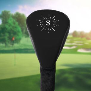 Monogramm anfänglicher radialer Sonnenbrand Schwar Golf Headcover