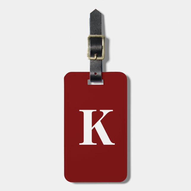Monogramm Anfangs Burgunderrot Marine Geschenk Gef Gepäckanhänger (Vorderseite vertikal)