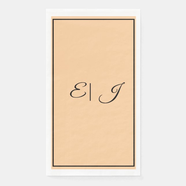 Monogramm Anfangs Retro Schrift Korallen Orange Ho Serviette (Vorderseite)