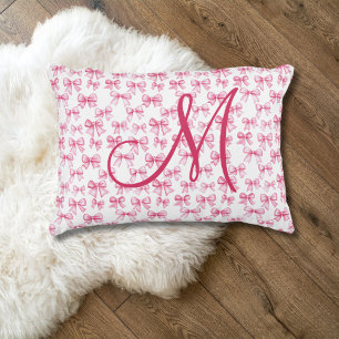 Monogramm Anfangs Rosa Schleife Coquette Ästhetik Dekokissen