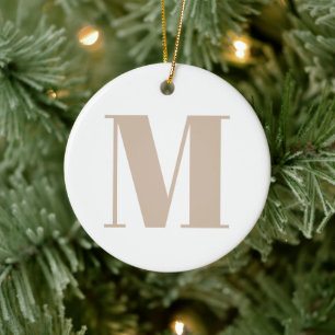 Monogramm Anfangsbeige weiße Weihnachten anpassen Keramik Ornament