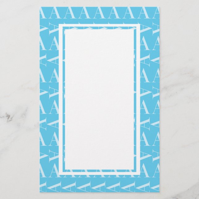 Monogramm Anfangsbuchstabe A, Aqua Blue Briefpapier (Vorderseite)