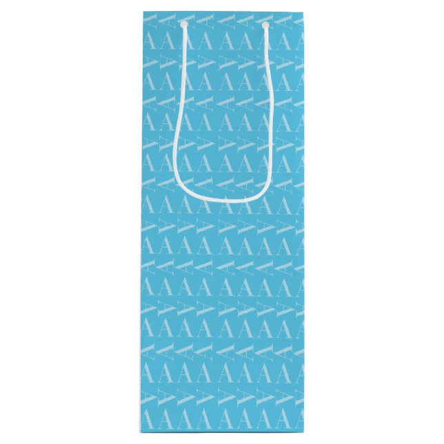 Monogramm Anfangsbuchstabe A, Aqua Blue Geschenktüte Für Weinflaschen (Vorderseite)