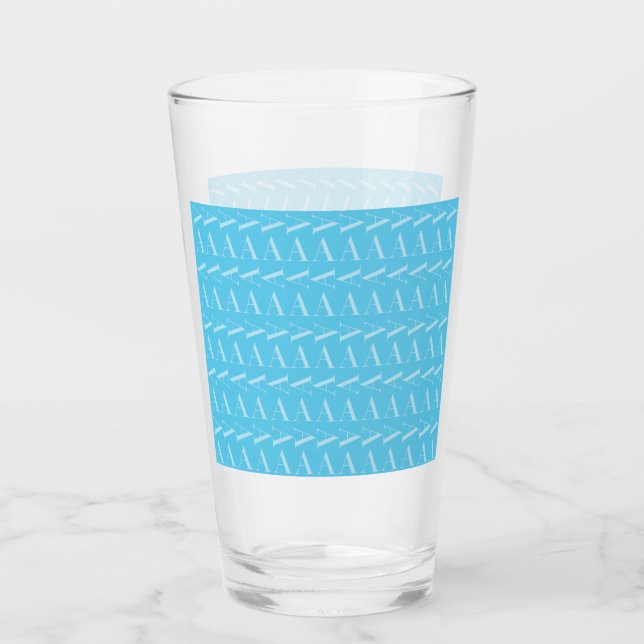 Monogramm Anfangsbuchstabe A, Aqua Blue Glas (Vorderseite)