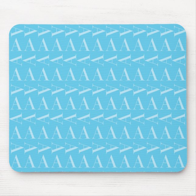 Monogramm Anfangsbuchstabe A, Aqua Blue Mousepad (Vorne)