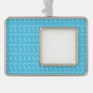 Monogramm Anfangsbuchstabe A, Aqua Blue Rahmen-Ornament Silber