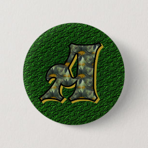 Monogramm Anfangsbuchstabe A Gänseblümchen Blumen Button