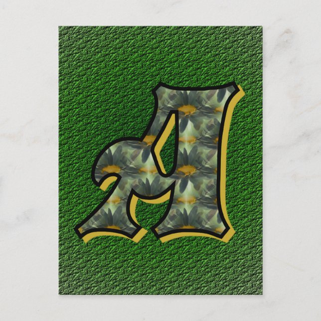 Monogramm Anfangsbuchstabe A Gänseblümchen Florale Postkarte (Vorderseite)