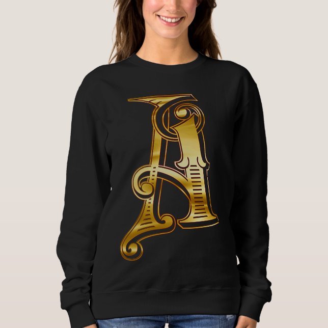 Monogramm Anfangsbuchstabe A Gold Sweatshirt (Vorderseite)