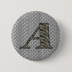 Monogramm Anfangsbuchstabe A Hortensien Blumen Button