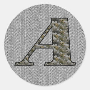 Monogramm Anfangsbuchstabe A Hortensienblüten Runder Aufkleber