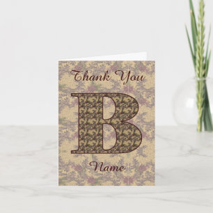 Monogramm Anfangsbuchstabe B Elegant Vintage Flora Dankeskarte