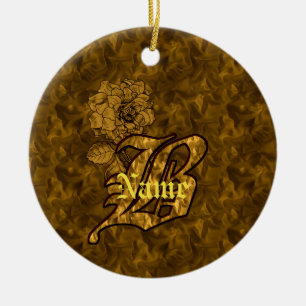 Monogramm Anfangsbuchstabe B Elegante Gold-Pfingst Keramik Ornament