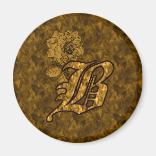 Monogramm Anfangsbuchstabe B Elegante Gold-Pfingst Magnet