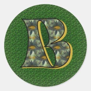 Monogramm Anfangsbuchstabe B Gänseblümchen Blumen Runder Aufkleber