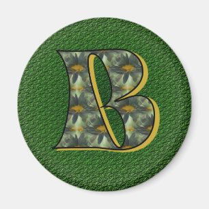 Monogramm Anfangsbuchstabe B Gänseblümchen Florale Magnet