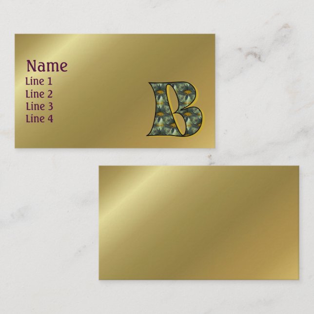 Monogramm Anfangsbuchstabe B Gänseblümchen Florale Visitenkarte (Vorne/Hinten)