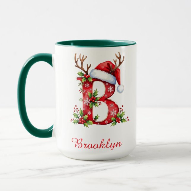 Monogramm Anfangsbuchstabe B Weihnachtsmann Frohe  Tasse (Links)