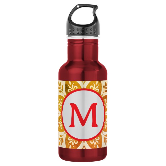 Monogramm Anfangsbuchstabe Boho Mandala  Edelstahlflasche (Vorderseite)