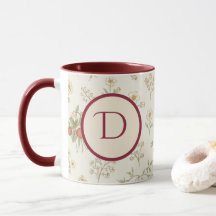 Monogramm Anfangsbuchstabe Boho Weide & Erdbeeren 