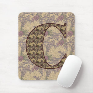 Monogramm Anfangsbuchstabe C Elegant Vintage Blume Mousepad