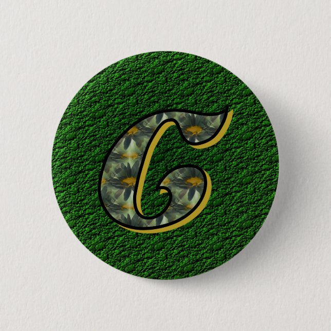 Monogramm Anfangsbuchstabe C Gänseblümchen Blumen  Button (Vorderseite)