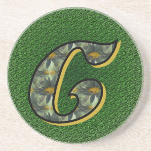 Monogramm Anfangsbuchstabe C Gänseblümchen Blumen Sandstein Untersetzer