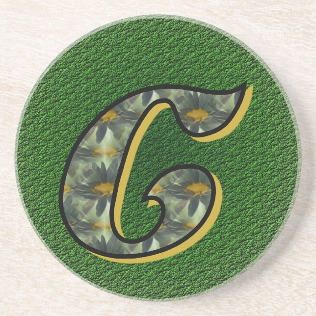 Monogramm Anfangsbuchstabe C Gänseblümchen Blumen  Sandstein Untersetzer (Vorne)