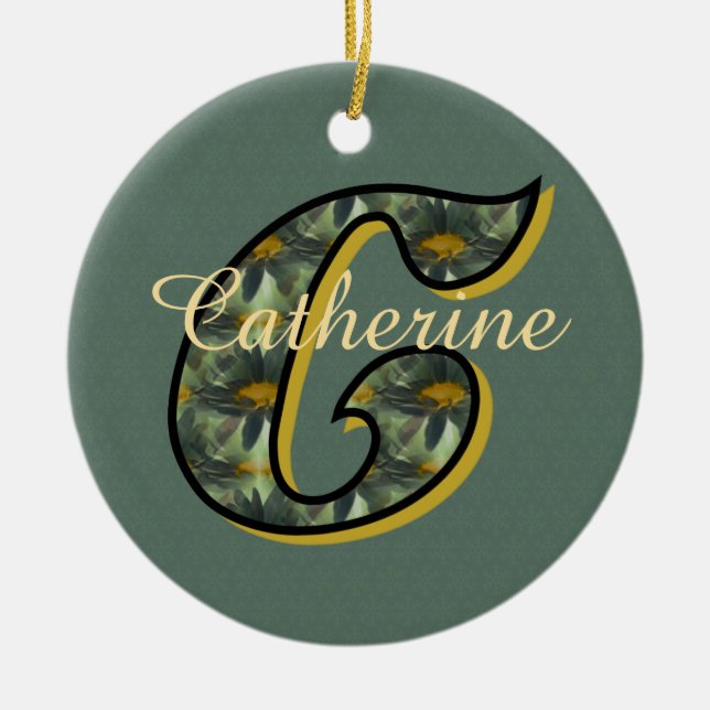 Monogramm Anfangsbuchstabe C Gänseblümchen Floral  Keramik Ornament (Vorne)