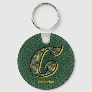 Monogramm Anfangsbuchstabe C Gänseblümchen Kunst P Schlüsselanhänger