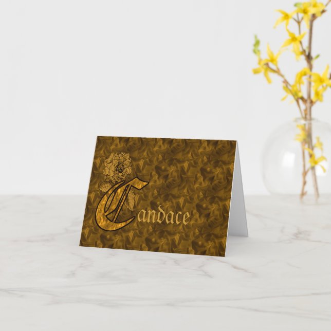 Monogramm Anfangsbuchstabe C Gold-Pfingstrose Pers Karte (Gelbe Blume)