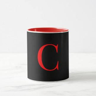 Monogramm Anfangsbuchstabe C Rot Innen Schwarz Auß Tasse