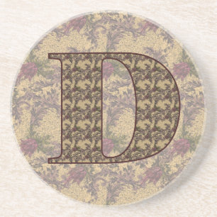 Monogramm Anfangsbuchstabe D Elegant Vintage Blume Getränkeuntersetzer