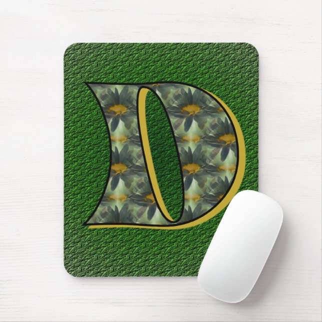 Monogramm Anfangsbuchstabe D Gänseblümchen Florale Mousepad (Mit Mouse)