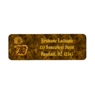 Monogramm Anfangsbuchstabe D Gold-Pfingstrose Rück