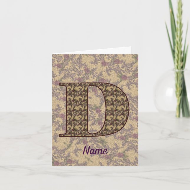 Monogramm Anfangsbuchstabe D Vintage-Blumenmuster  (Vorderseite)