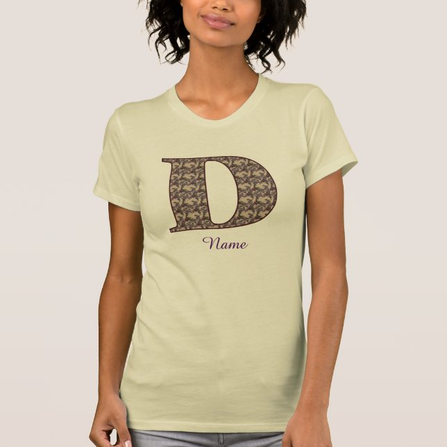 Monogramm Anfangsbuchstabe D Vintage-Blumenmuster  T-Shirt (Vorderseite)