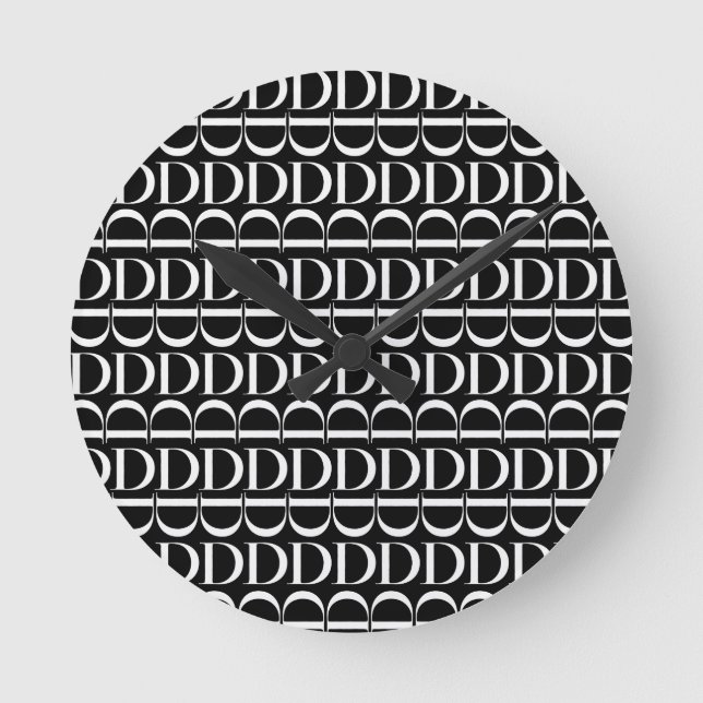 Monogramm-Anfangsbuchstabe D, wählen Runde Wanduhr (Vorderseite)