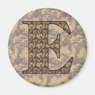 Monogramm Anfangsbuchstabe E Elegant Vintage Blume Magnet