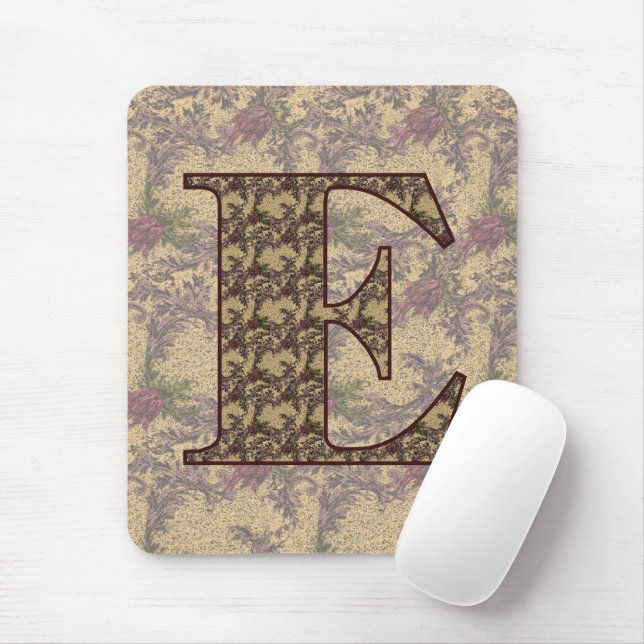 Monogramm Anfangsbuchstabe E Elegant Vintage Blume Mousepad (Mit Mouse)