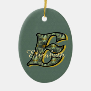 Monogramm Anfangsbuchstabe E Gänseblümchen Floral Keramik Ornament