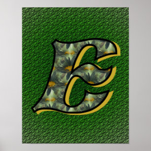 Monogramm Anfangsbuchstabe E Gänseblümchen Florale Poster