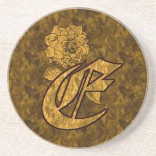 Monogramm Anfangsbuchstabe E Gold Pfingstrose Blum Untersetzer