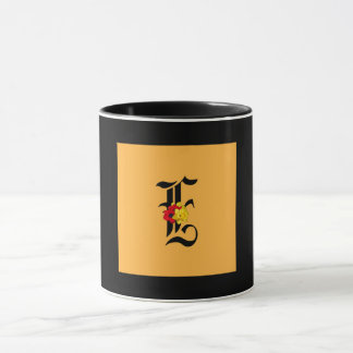 Monogramm Anfangsbuchstabe E Schwarz Innen Schwarz Tasse