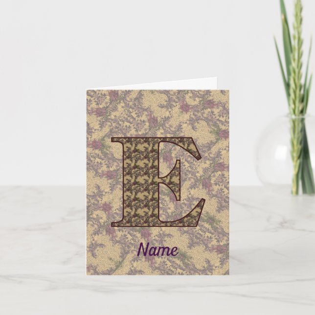 Monogramm Anfangsbuchstabe E Vintage-Blumenmuster  (Vorderseite)