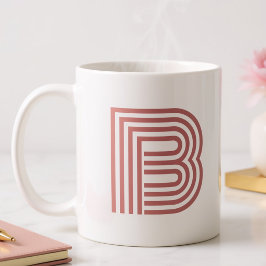 Monogramm Anfangsbuchstabe Einfach Modern Blassros Zweifarbige Tasse