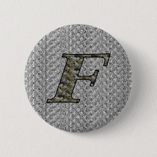 Monogramm Anfangsbuchstabe F Hortensien Blumen Button