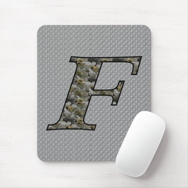 Monogramm Anfangsbuchstabe F Hortensien Blumen  Mousepad (Mit Mouse)